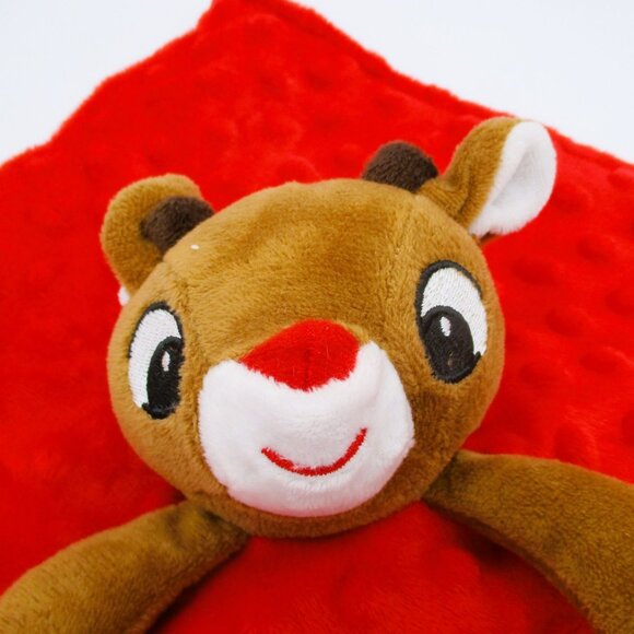 My First Rudolph Red-Nosed Reindeer Plush Lovey With Rattle 11" Square New - Picture 1 of 5